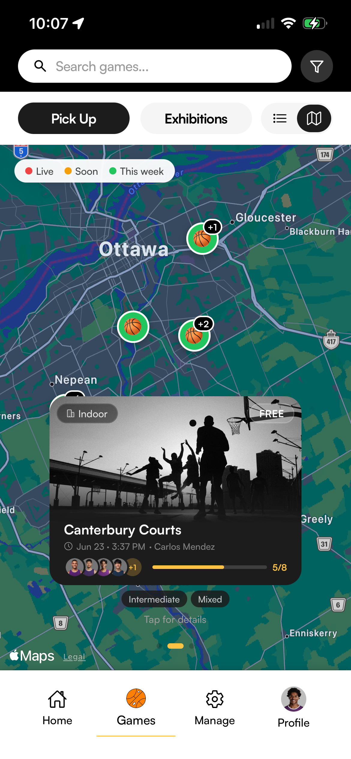 Live game map