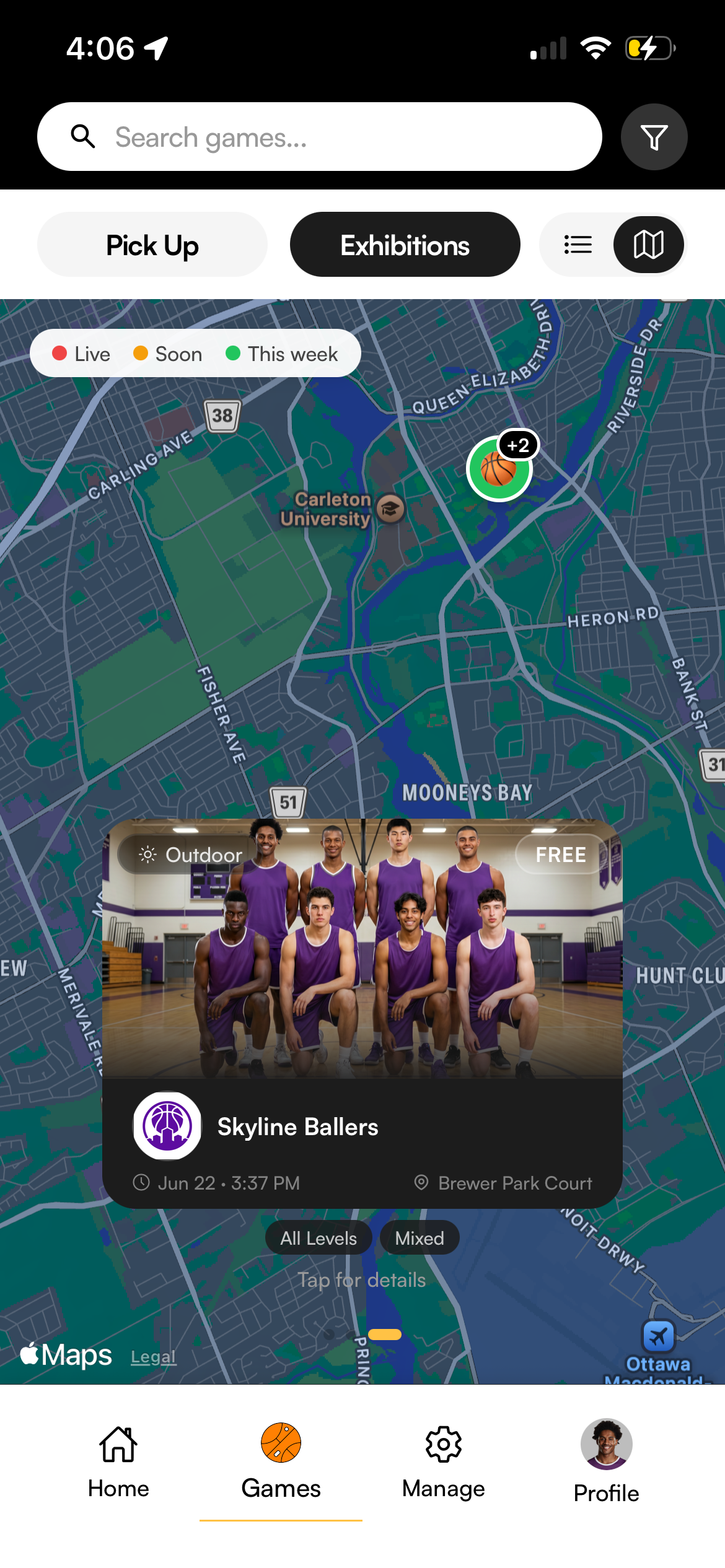 Live game map